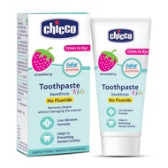 Chicco Toothpaste for Kids (1y-6y) Strawberry Flavour 50g | Fluoride-Free | Removes Plaque Helps Pre
