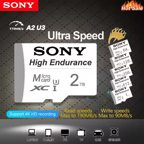 SONY High Endurance Micro TF/SD Card 512GB 64GB 128GB 256GB Memory Card Up to 100MB/s Flash Card TF 