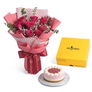 FarEastFlora.com - Flowers with Cat & the Fiddle Strawberry Frozen Cheesecake (Halal-certified) - MJ