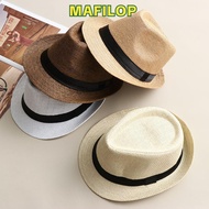 MAFILOP Straw Panama Cap Fashion Gangster Cap Beach Jazz Dress Hat