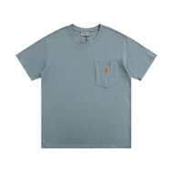 เสื้อยืด K87 Carhartt WIP เสื้อยืดกระเป๋าด้านข้างเสื้อยืดธรรมดาด้านบนผู้ชายเสื้อเชิ้ตฮิปฮอป