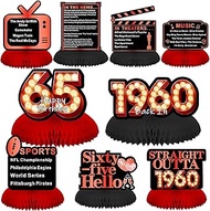 Back in 1960 Red and Black Table Honeycomb Centerpieces Happy 65th Birthday Table Toppers Table Deco