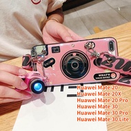 Case For Huawei Mate 20X Mate 20 Mate 20 Pro Mate 30 Pro Mate 30 Mate 30 Lite Retro Camera lanyard Casing Grip Stand Holder Silicon Phone Case Cover With Camera Doll