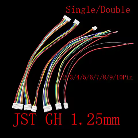 10Pcs JST GH 1.25mm Pitch 2P/3/4/5/6/7/8/9/10Pin Male Plug 28AWG Cable Wire 150MM GH 1.25 Single/Dou