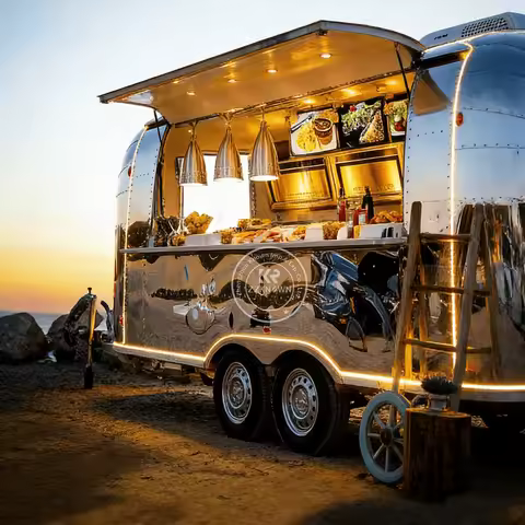 United State Food Truck with Full Kitchen Concession Bbq Food Trailer with Porch Fully Equipped Cust