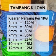 Tali Tambang Plastik 4 5 6 7 8 10 12mm HARGA PER KILO / Tali Tampar Kiloan 4mm 5mm 6mm 7mm 8mm 10mm