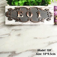 ABS Plastic European Retro Style Customized House Number Imitation Metal Bronze Door Plate Address H