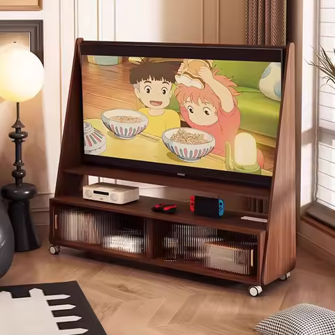 Vintage Nordic Tv Stand Floor Movable Space Saving Rustic Tv Stand With Wheels Elegant Muebles De Sa