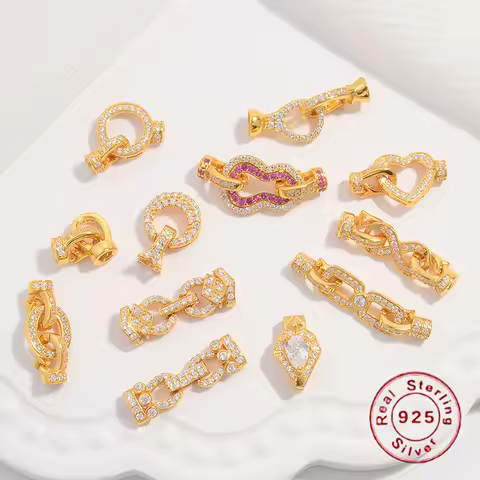 925 Sterling Silver Multiple Styles of Pearl Locks Clasps Double Headed Fastener Closure Connectors 