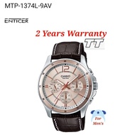 [2YEARS WARRANTY] Original Casio MTP-1374L-9A Men Watches Youth Leather Watch 1374L MTP-1374L-9AV MT