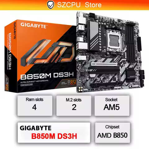 GIGABYTE B850M DS3H Micro-ATX AMD B850 DDR5 192GB DDR5 8200 (OC) MHz M.2 Socket AM5 New Motherboard