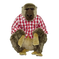 Monmoniya Baboon stuffed doll red checkered shirt