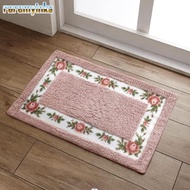 RAREM 1 Pcs Pink Rug, Non-Skid 16*24Inch Flower Rug,  Absorbent Pink Microfiber Floral Bathroom Rug 