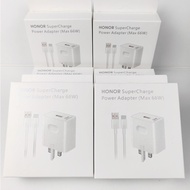 UK Plug Original - Honor - 66W Charger Super Charge Power Adapter 6A USB C Cable For Honor Magic 7 6