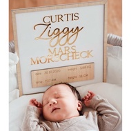 Papan Nama Bayi Emas / Papan Kelahiran Custom / Papan Nama Lahir