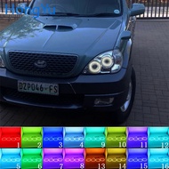 Latest Headlight Multi-color RGB LED Angel Eyes Halo Ring Eye DRL RF Remote Control for Hyundai Terr