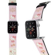 【Hong Man】三麗鷗 Hello Kitty Apple Watch 皮革錶帶 KT櫻花雨