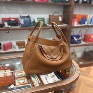 90%NEW USED HERMES LINDY 34 GOLD PHW TC 金棕色銀扣 #愛馬仕
