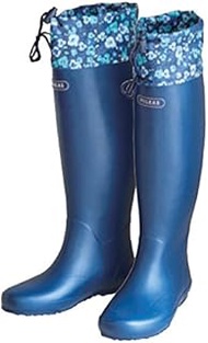 EN FANCE EF-PO01SBL POLKAS Foldable Rain Boots, Blue x Flowers, Size S, 8.9-9.1 inches (22.5-23 cm)