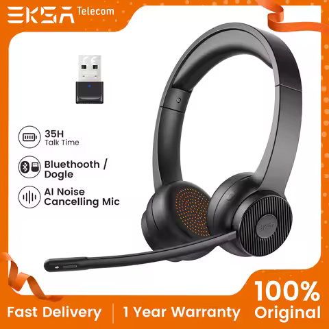 EKSA H6/H16 Bluetooth 5.2 Headset For Call Center Office Upgraded Wireless Headphones 55H Long Life