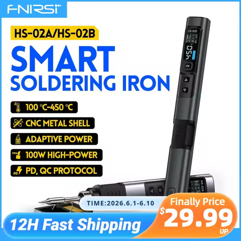 FNIRSI HS-02 Smart Electric Soldering Iron PD 100W Adjustable Constant Temperature Fast Heat Portabl