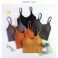 LuccÌola Fitness Bra Women High Impact Push Up Gym Yoga Bra Bottoming Tube Top Anti-lighting Gathere