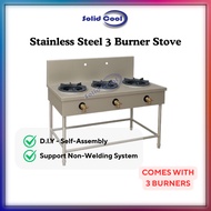 [ SOLID COOL ] STAINLESS STEEL 3 BURNER STOVE | Comes with 3 Burner Stove
