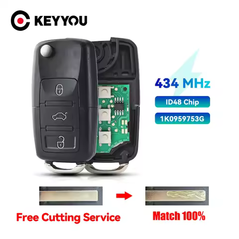 KEYYOU With Cutting Service 3 Buttons Remote Key For VW For VOLKSWAGEN CADDY EOS GOLF JETTA SIROCCO