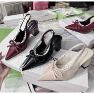 Big size 35/45 pointed toe high heels with square bow Heels for Women Kasut Perempuan Heels High Hee