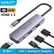 Sumlett USB Type C to Dual HDMI Adapter, 4 in 1 Type-C Hub with 2 HDMI, USB-C PD Charging and USB 2.0 Port Supports 4K 60Hz and Dual 4K 30Hz for MacBook/MacBook Pro/MacBook Air, iPad Pro 2018/2020,Samsung Note 20/10/S20/S10/S9