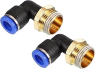 PATIKIL 3/8 Inch Pneumatic Connector Push to Connect Fitting, Pack of 2 PT Male Thread 90 Degree Con