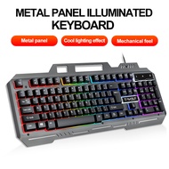 T-WOLF Thunder WOLF T16 Gaming Keyboard Luminous Wired USB Metal Iron Plate Computer Phone Holder Ke