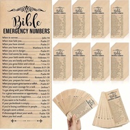 50pcs Brown Paper Bookmarks With Bible Verses, Emergency Contact Information, For Church And Sunday 