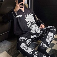 影睡衣男春秋季卡通学生动漫家居服开衫大码200斤青少年家居服5/7 Shadow pajamas for men, spring and autumn, cartoon student anime l