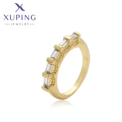 Xuping Jewelry New Arrival Light Gold Color Circle Shape Ring for Women Wedding Commemoration Day Gi