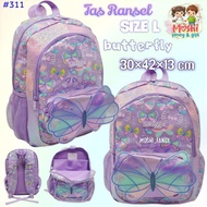 UNGU Flutter Butterfly Purple Backpack Purple Butterfly Backpack for Elementary School Girls Purple 