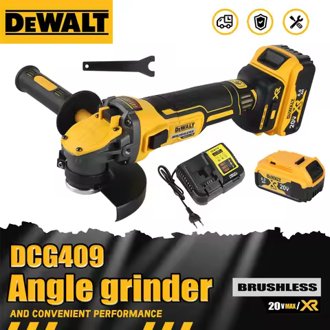 DEWALT DCG409B 20V MAX Cordless Brushless Angle Grinder 5in Flat Head Kickback Brake Bare Tool For M