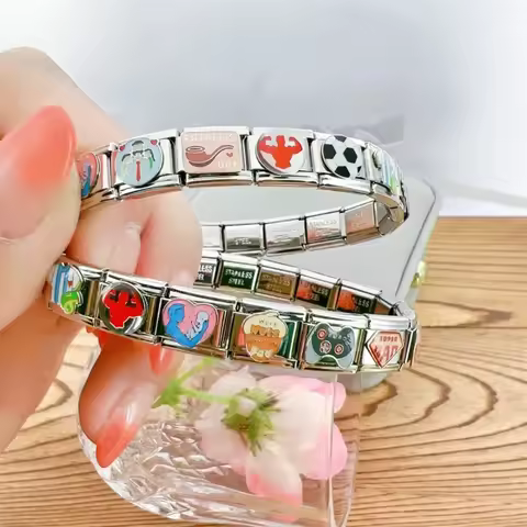 10-108Pc New Fashion Random Mix Mystery Boxes Italian Charm Links 9mm Bracelet Personality Stainless
