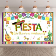 Mexican Fiesta Backdrop Cinco De Mayo Carnival Papel Picado Guitar Colorful Serape Blanket Photograp