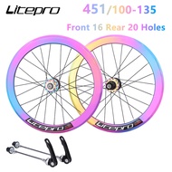 LP Litepro 20 Inch 406 451 Folding Bicycle Wheel Set Front 2 Rear 4 Bearings Quick Release V Brake Disc Brake WheelSet BMX Bike Wheel For 8/9/10/11Speed