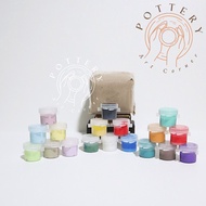 Pottery Art Corner Stoneware Clay 350Gram & Cat Akrilik Set Modelling Clay Clay Light Grey Siap Paka