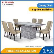 Alannah Marble Dining Set/ Marble Dining Table/ Meja Makan 6 Kerusi/ Meja Makan Marble/ Meja Makan Set