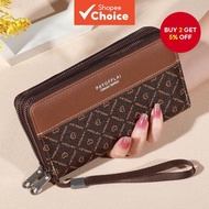 Women’s Retro Leather Double Zipper Wallet, Business Handbag, Credit Card Holder, Phone Clutch Dompe
