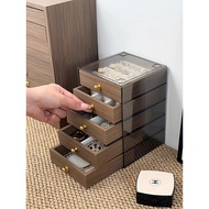 Jewelry Storage Box Multiple Walnut Wood Grain Gold Ring Earrings Jewelry Storage Box Gold Bar Gold 
