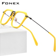 FONEX Acetate กรอบแว่นไทเทเนียมสำหรับผู้ชายแว่นตาสี่เหลี่ยมขนาดใหญ่สไตล์วินเทจเรโทรใหม่ปี2022กรอบแว่นเบาพิเศษสไตล์เกาหลี F85684