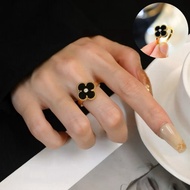 Four Leaf Clover Ring with Korean Clover Leaf Titanium Gemstone Four LeafRing