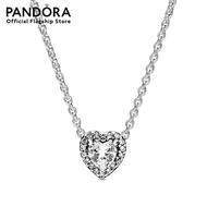 Pandora Heart sterling silver collier with clear cubic zirconia สร้อยคอ สร้อยคอแพนดอร่า สร้อยคอ แพนด