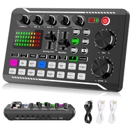 F998 Live Sound Card Audio Mixer Podcast Voice Changer for Sound Effects Board for Microphone Karaok