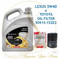 (100% Original) New Lexus 5W40 4L API-SN Fully Synthetic Engine Oil FREE Toyota Oil Filter 90915-YZZE2