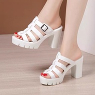 Dép Cao Gót Nữ Đẹp Đế PU Siêu Nhẹ Gót Vuông 9cm Quai Dây Ngang Phối Khoá Cao Cấp -mã CG815